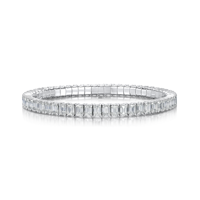 14.15cts 18ct White Gold Emerald-Cut Diamond Flexi Bracelet