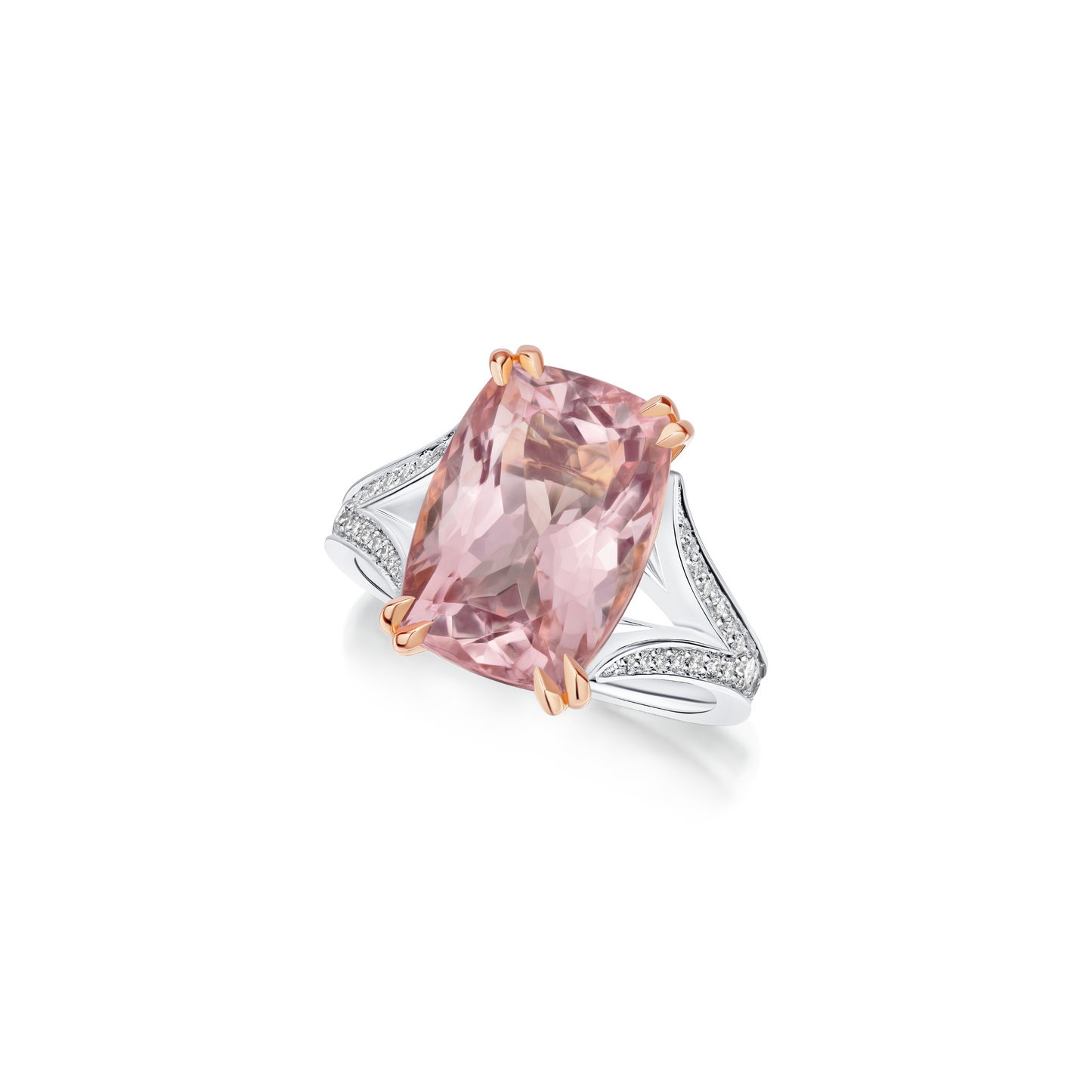 7.10cts Morganite Solitaire Ring With Split Shoulders