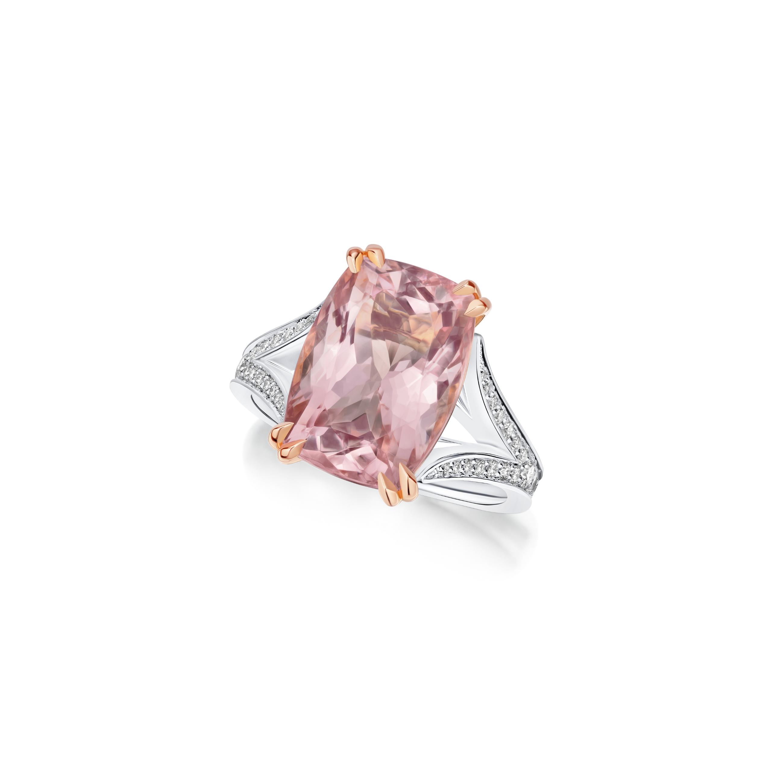 7.10cts Morganite Solitaire Ring With Split Shoulders