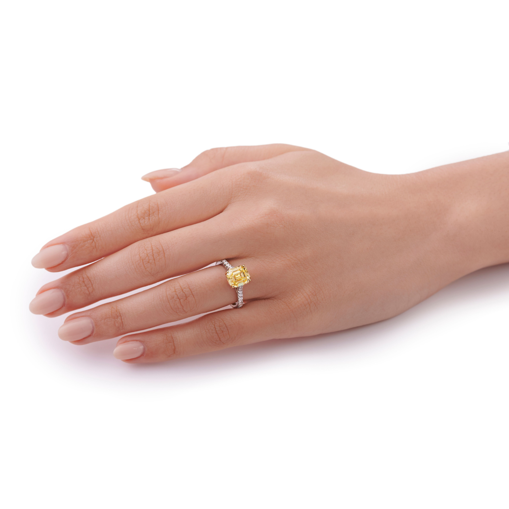 Natural Fancy Vivid Yellow Diamond Engagement Ring