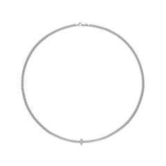 Prima 18ct White Gold Diamond Necklet With A Pavé Diamond Rondel