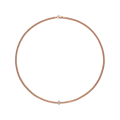 Prima Flex'it 18ct Rose Gold Necklace With A Grain Set Diamond Set Rondel