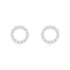 1.47cts Diamond-Set Circle Stud Platinum Earrings