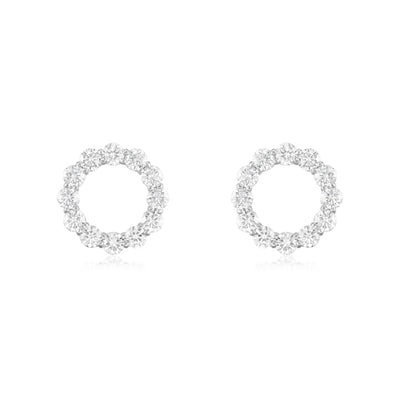 1.47cts Diamond-Set Circle Stud Platinum Earrings