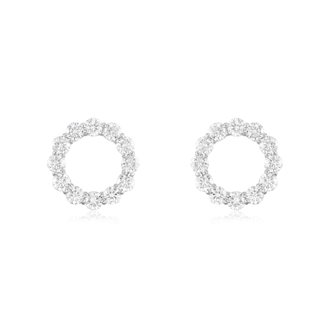 1.46cts Platinum Round Brilliant Cut Diamond Circle Stud Earrings