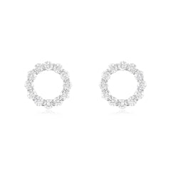 Platinum Round Brilliant Cut Diamond Circle Stud Earrings 1.46cts (total)