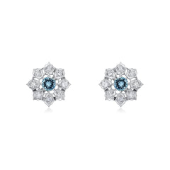 Aquamarine and Diamond Cluster Earrings