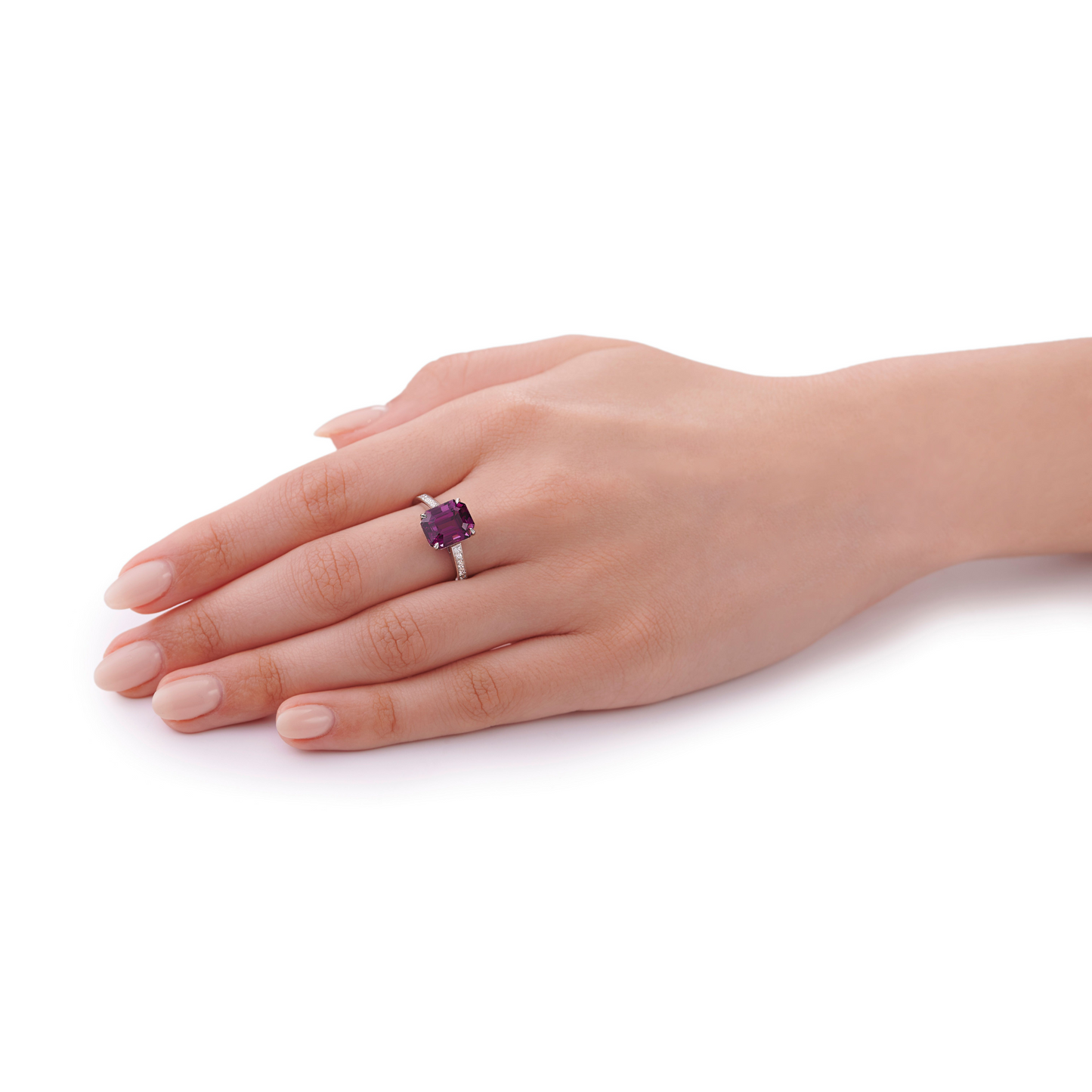 5.25cts Octagonal Cut Purple Spinel and Diamond Ring