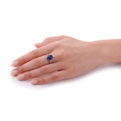 Cushion Shape Sapphire Ring With Diamond Set Shoulders