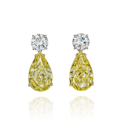 Natural Fancy Yellow Diamond Pear Shape Earrings