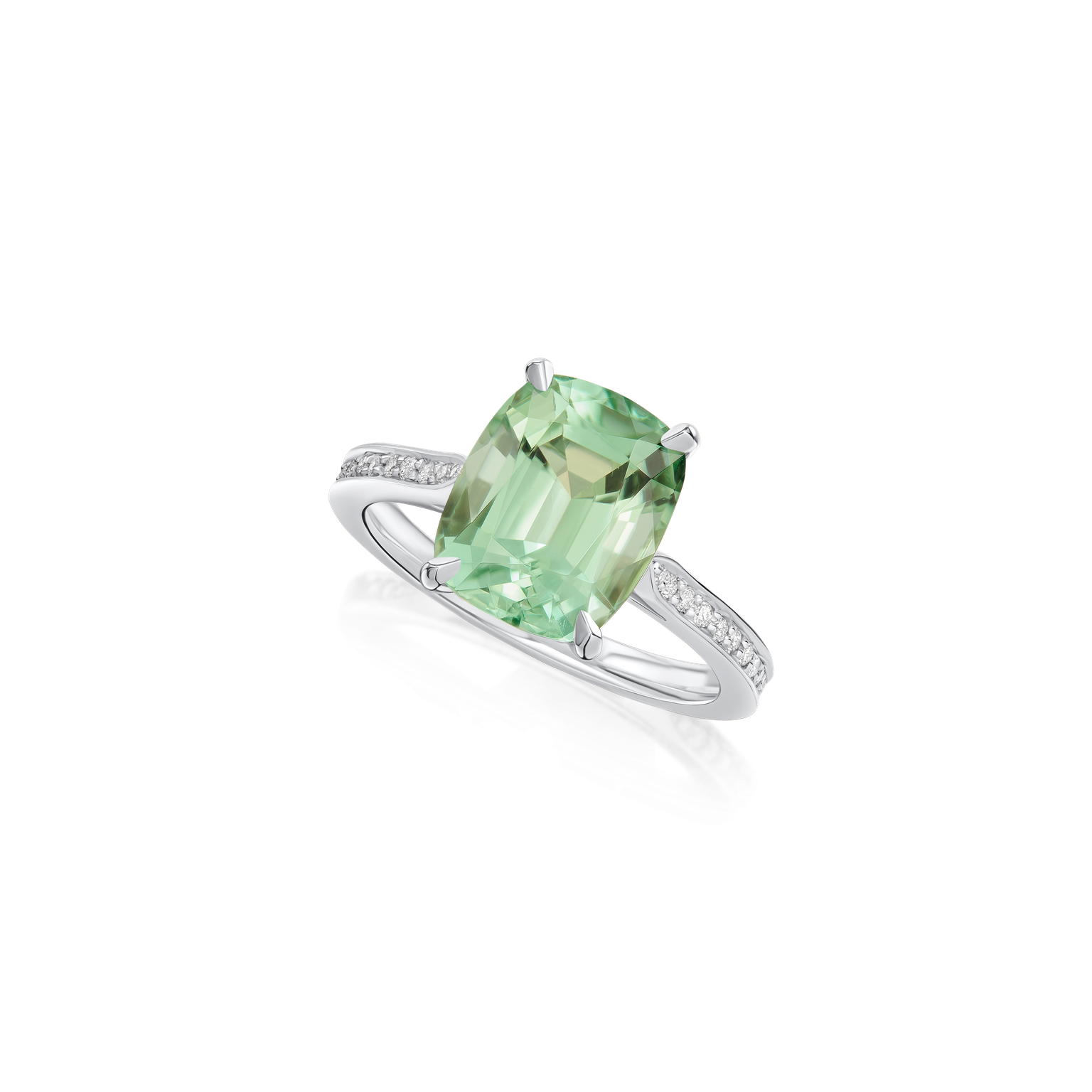 4.37cts Mint Tourmaline and Diamond Ring