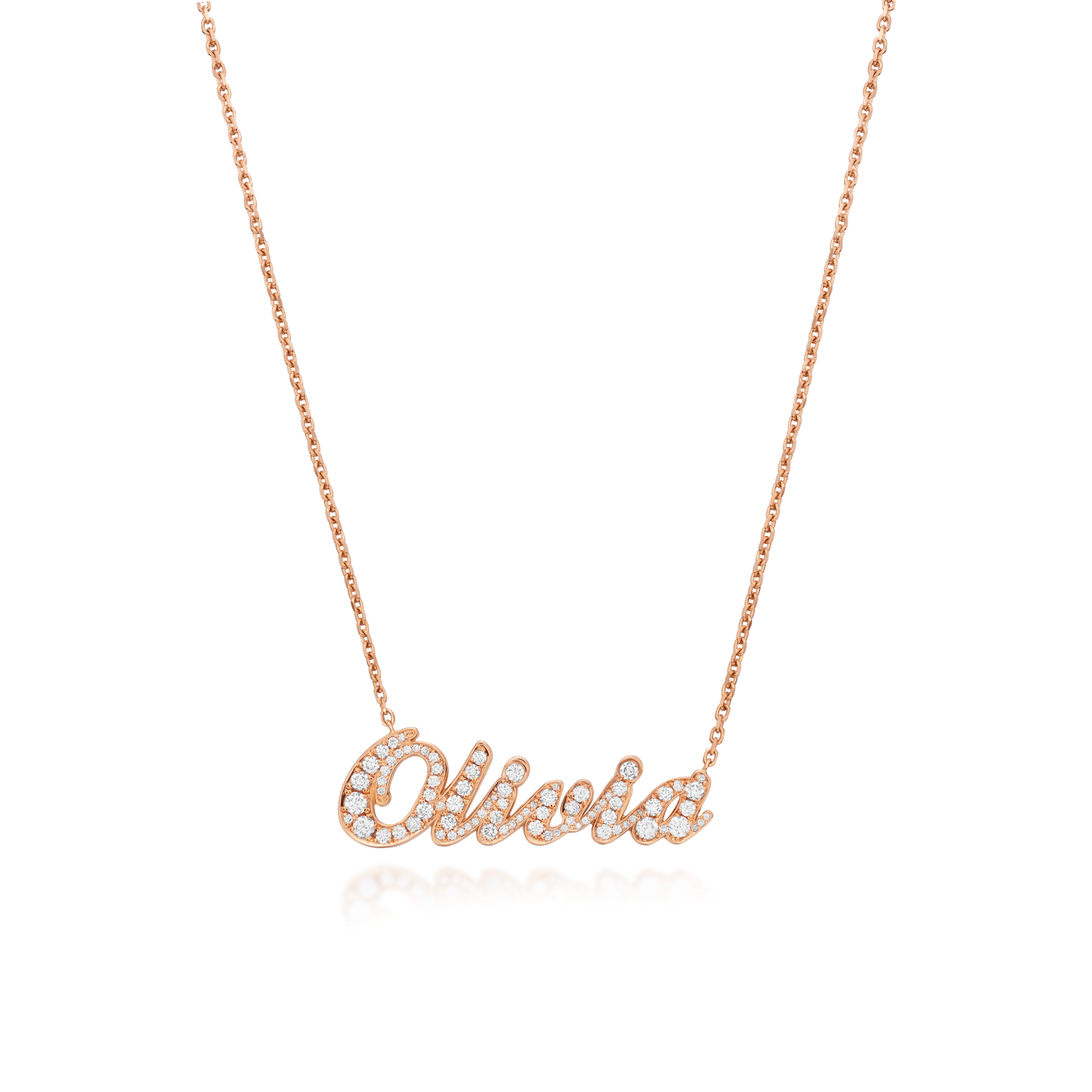 Diamond Set 18ct Rose Gold Name Pendant