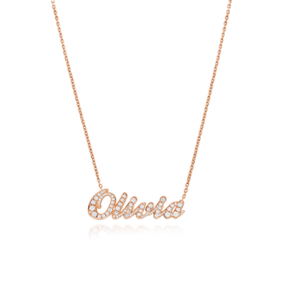 Diamond Set 18ct Rose Gold Name Pendant