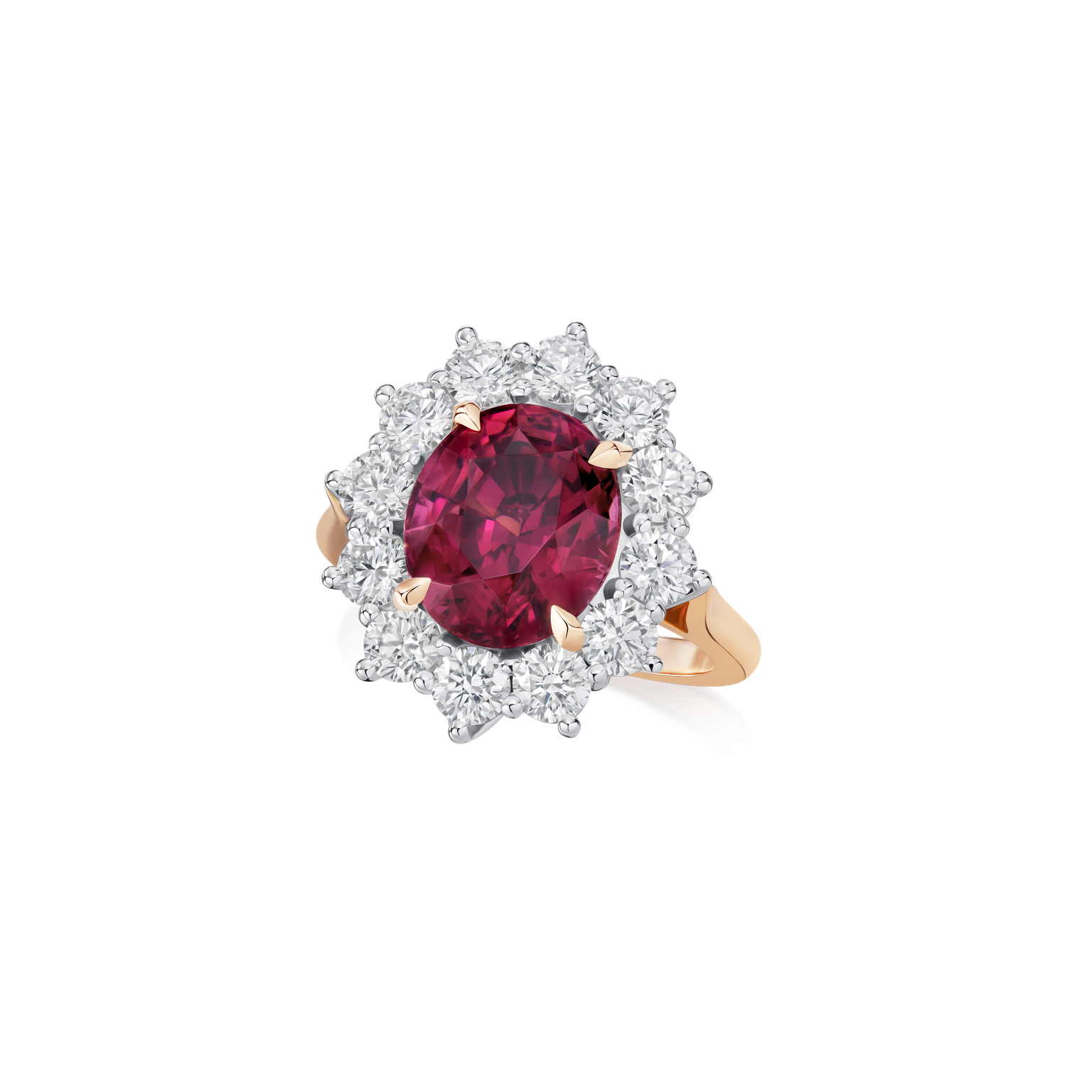 5.34cts Rhodolite Garnet and Diamond Ravello Ring
