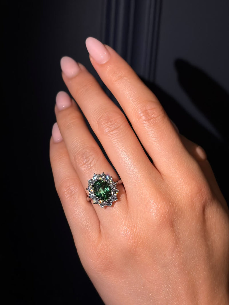 2.43ct Chrome Tourmaline and Diamond Ravello Cluster Ring