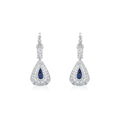 2.50cts Natural Burma Sapphire and Diamond Drop Earrings