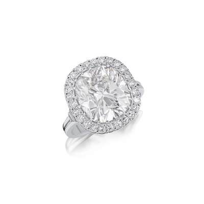 Cushion Cut Diamond with Diamond Surround Ring