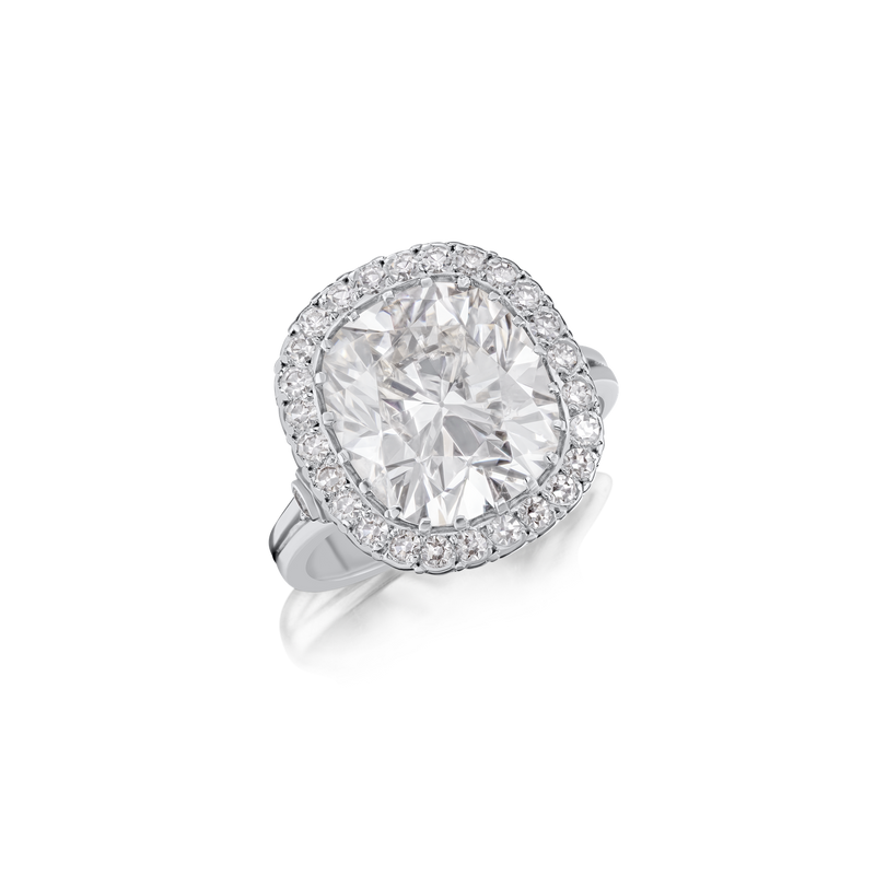 6.12cts Cushion Cut Diamond with Diamond Surround Ring