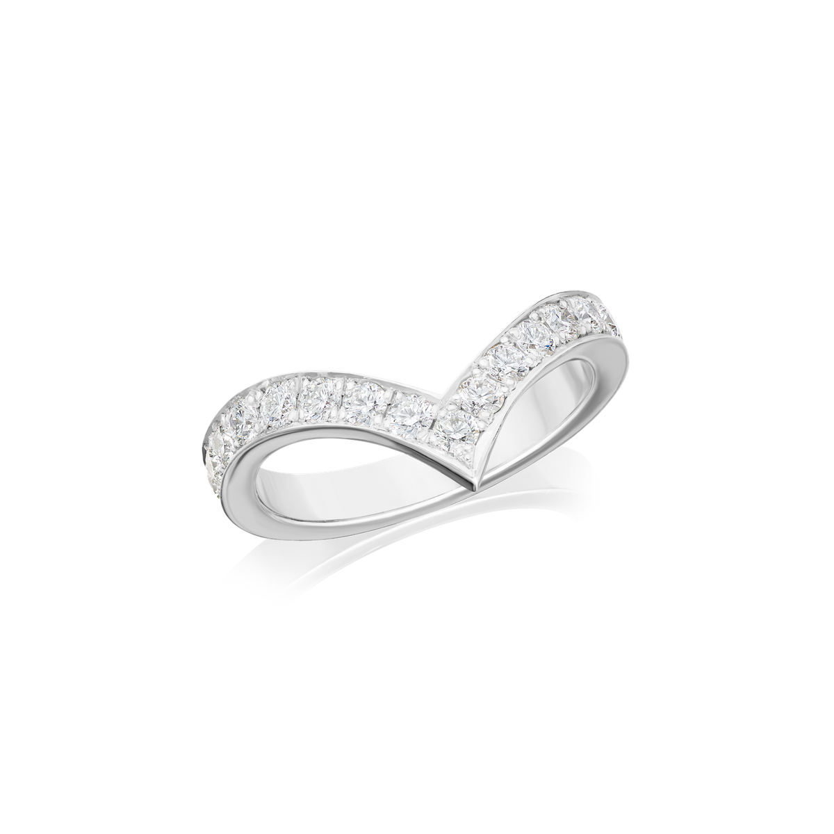 Skyline Platinum Diamond Wishbone Ring, 3mm