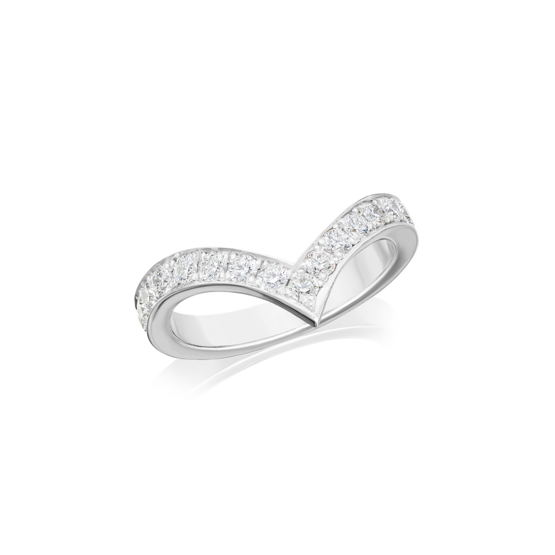 Skyline Platinum Diamond Wishbone Ring, 3mm