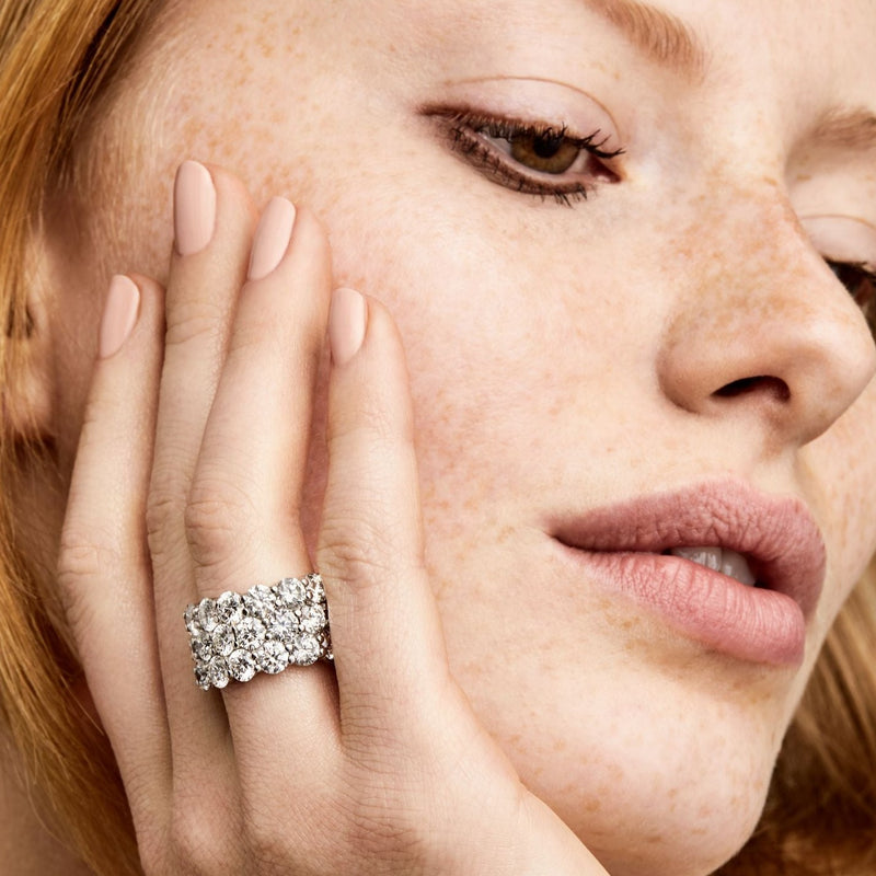 14.57ct Three Row Diamond Wave Ring