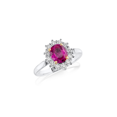1.37cts Pink Sapphire and Diamond Cluster Ring