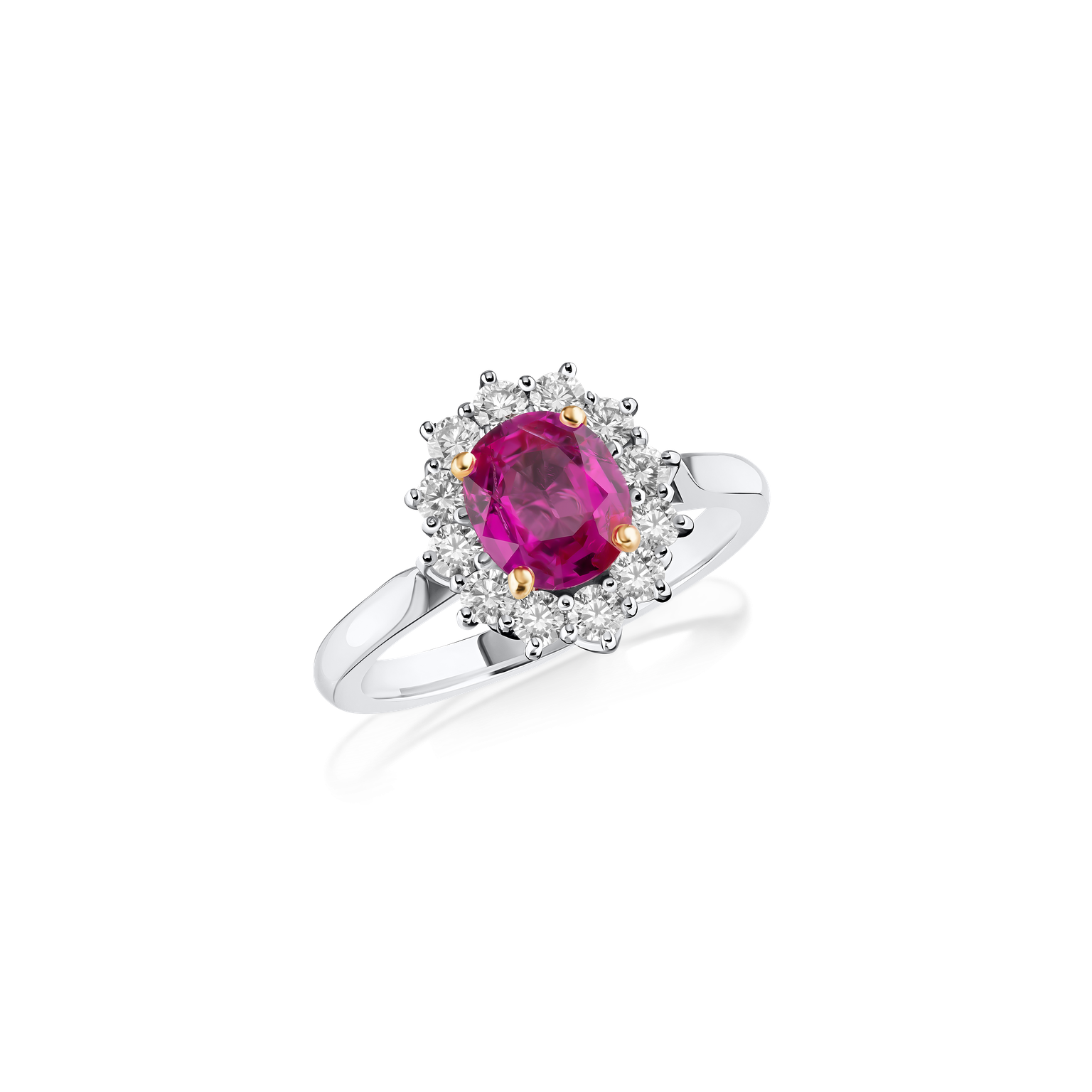 1.37cts Pink Sapphire and Diamond Cluster Ring