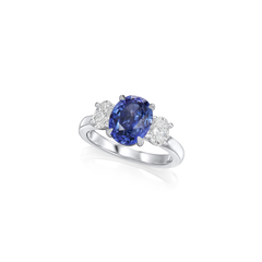 3.90cts Sapphire and Diamond Three Stone Ring