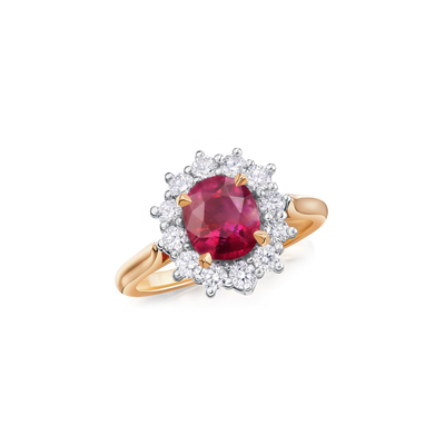 1.57cts Ruby and Diamond Cluster Ring