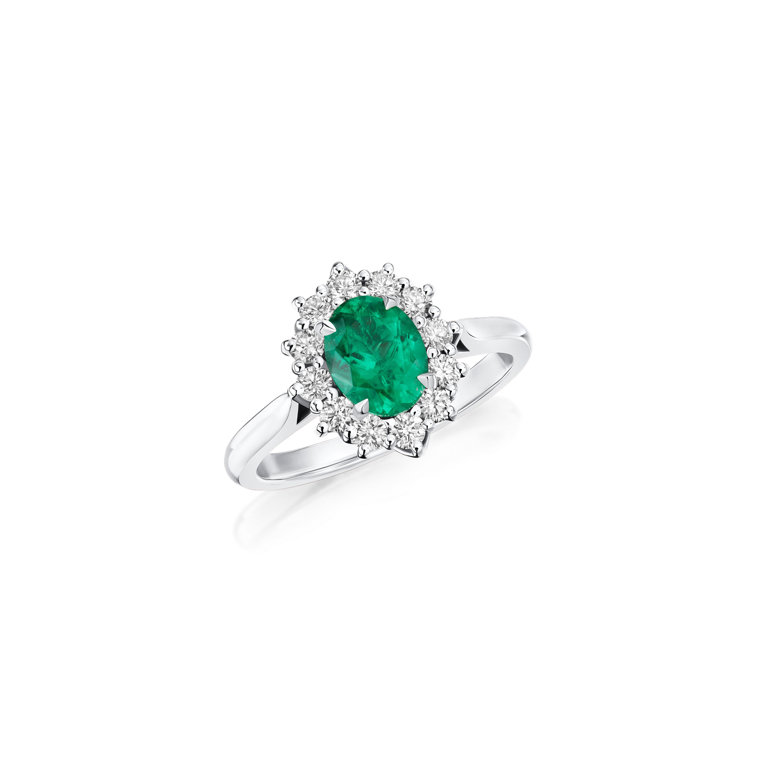 0.97ct Emerald and Diamond Cluster Ring