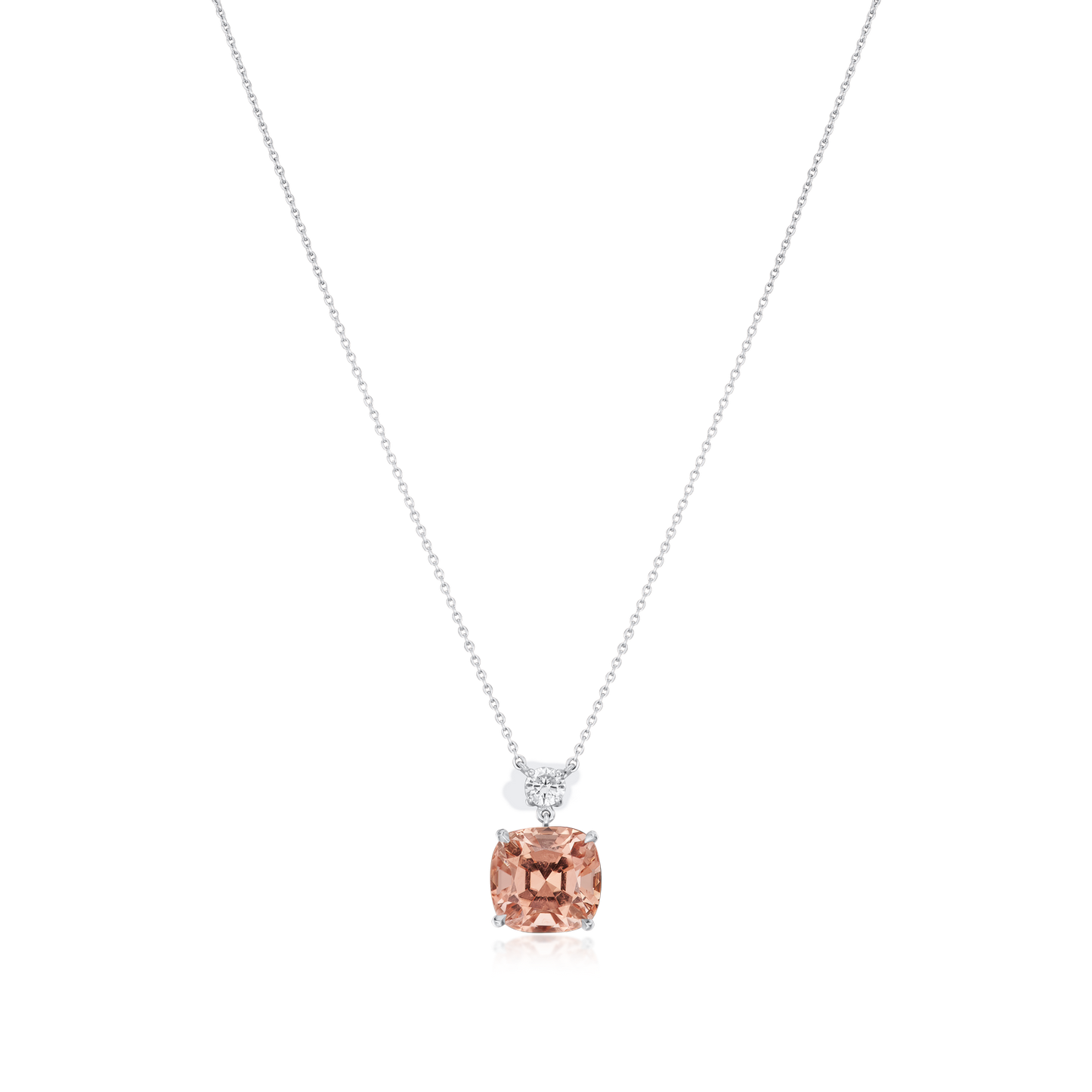 4.46cts Peach Tourmaline and Diamond Pendant