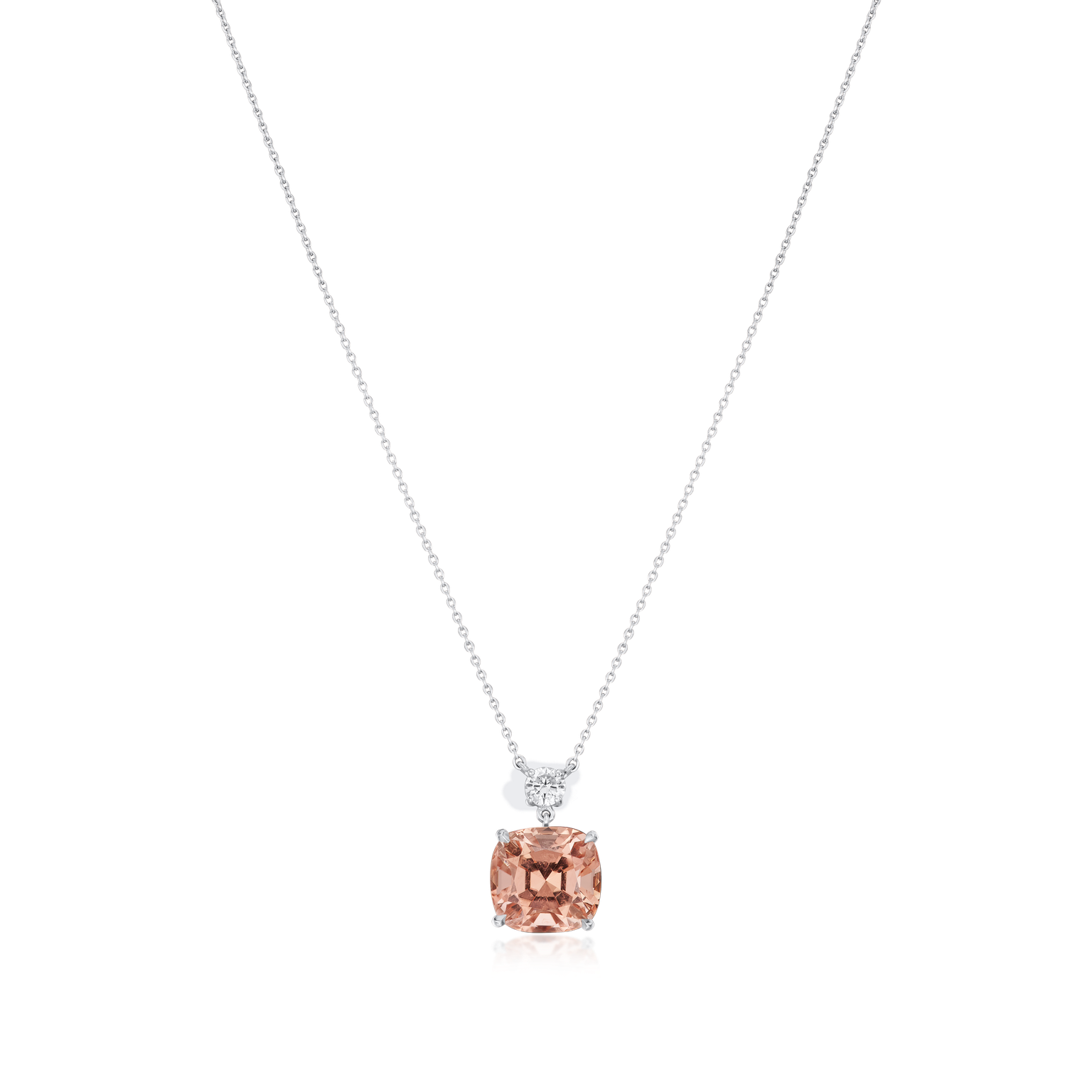 4.46cts Peach Tourmaline and Diamond Pendant