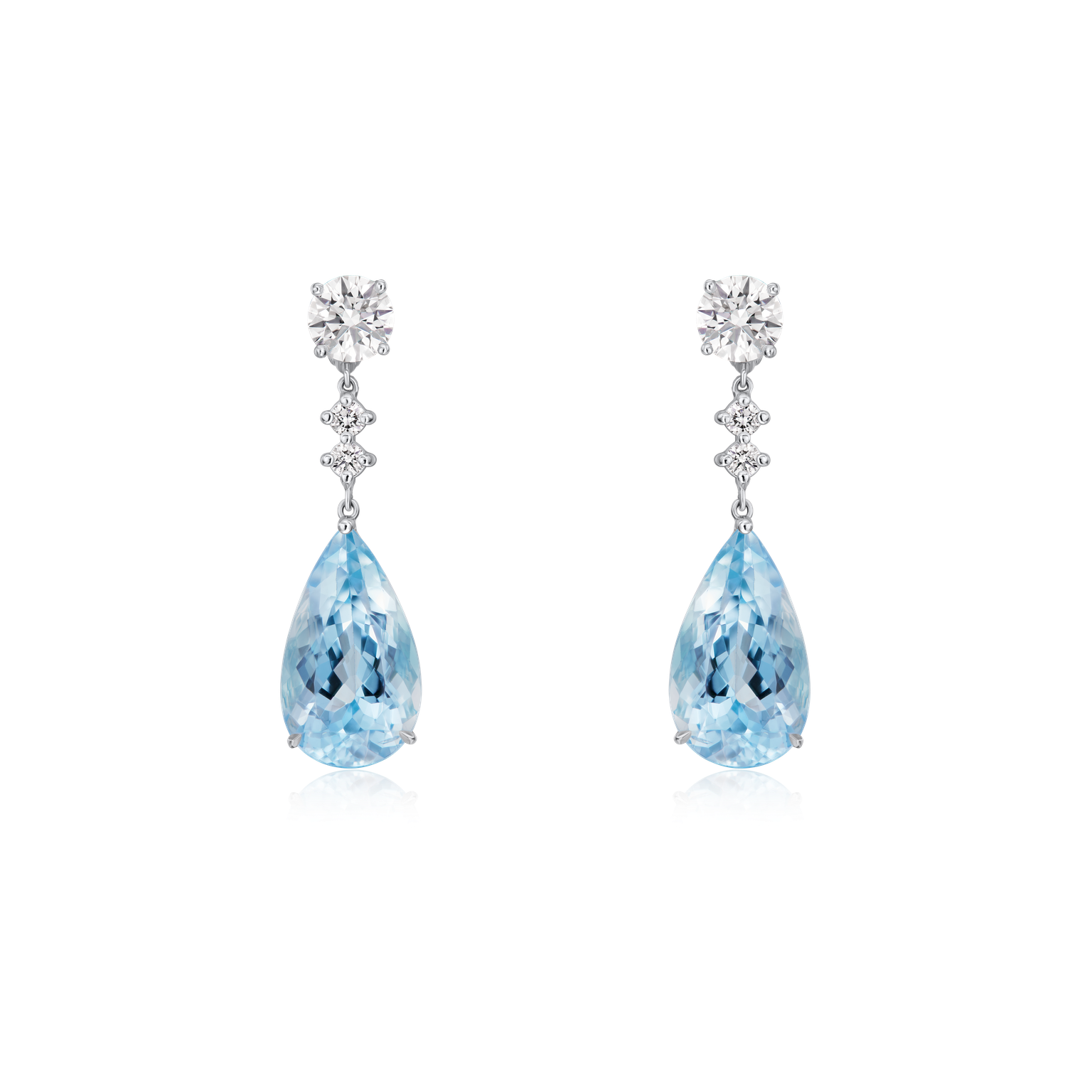 7.76cts Aquamarine and Diamond Drop Earrings