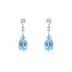 7.76cts Aquamarine and Diamond Drop Earrings