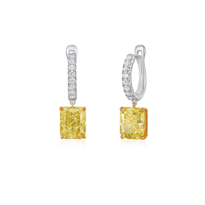 4.34cts Radiant-Cut Yellow Diamond Drop Earrings