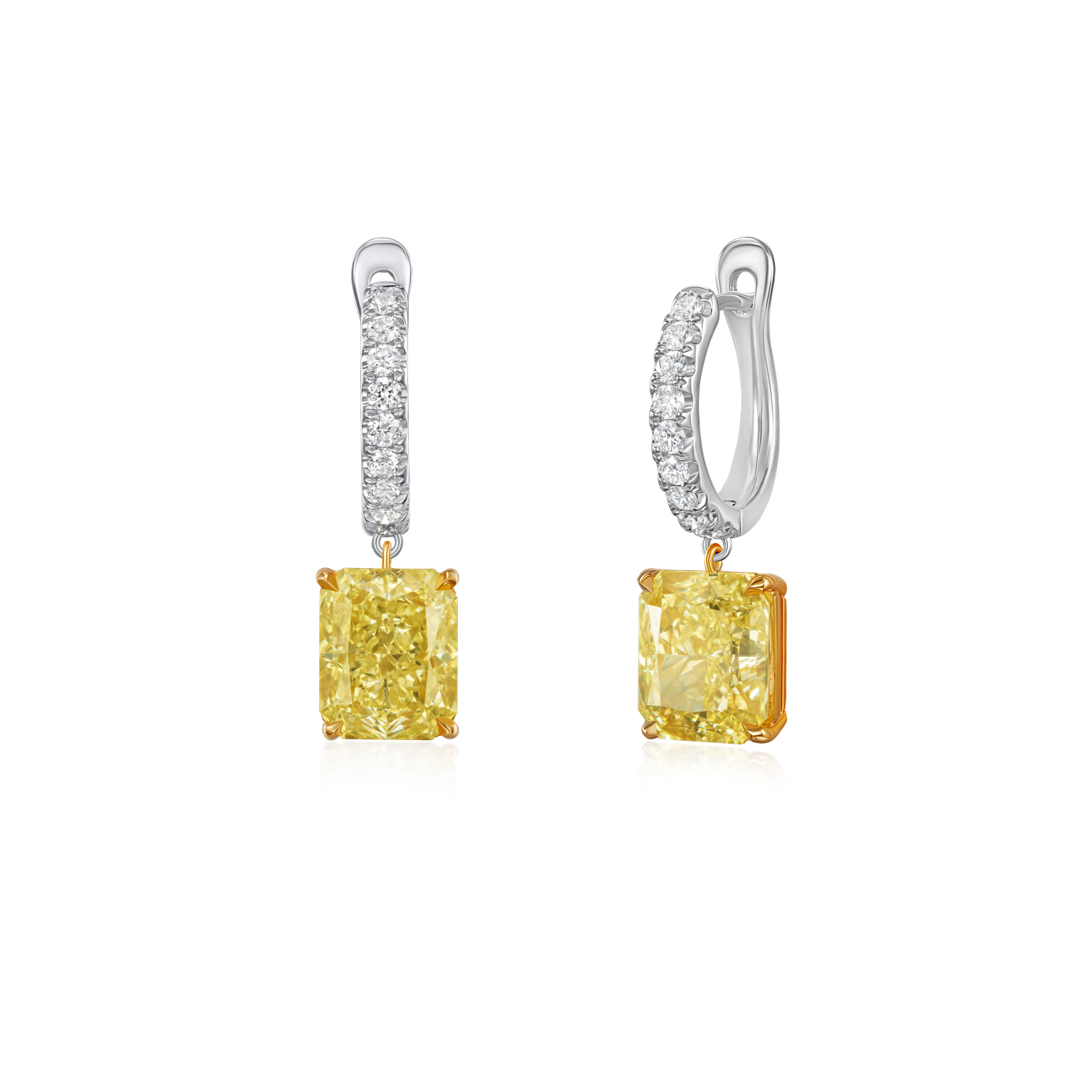 4.34cts Radiant-Cut Yellow Diamond Drop Earrings