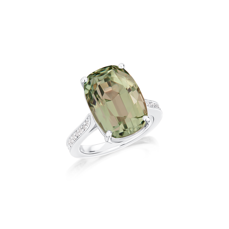 12.43cts Mint Beryl and Diamond Ring