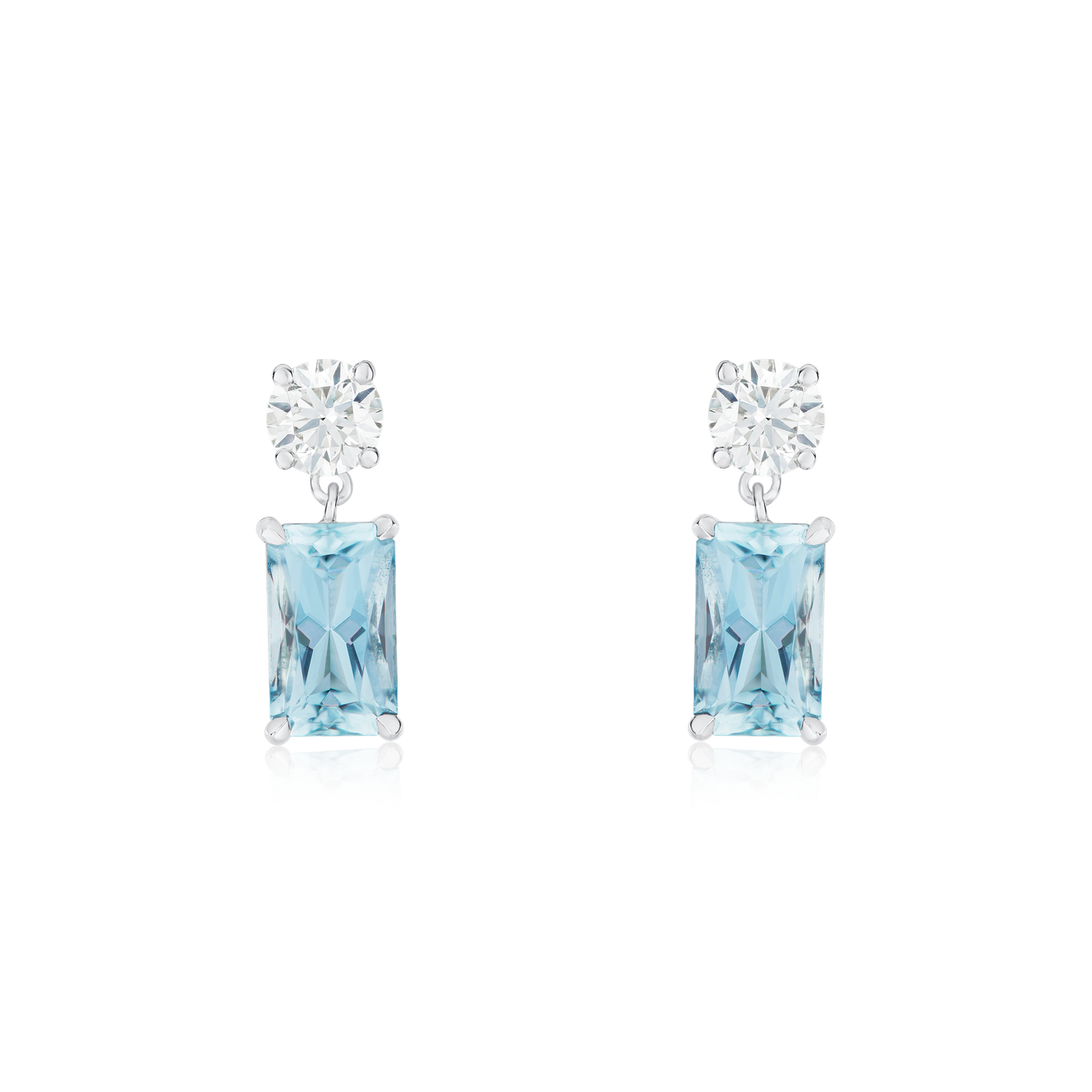 1.17cts Aquamarine and Diamond Drop Earrings