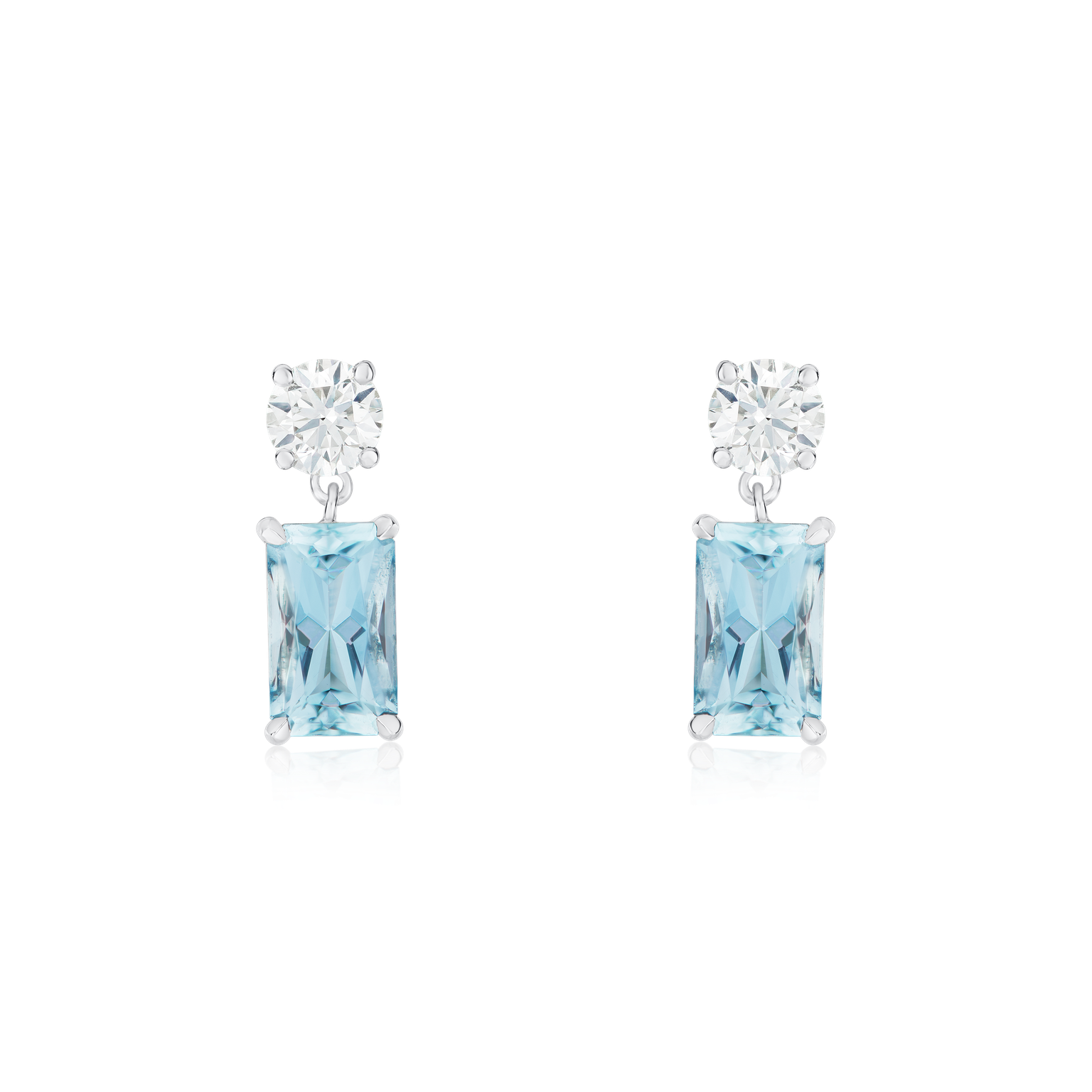 1.17cts Aquamarine and Diamond Drop Earrings