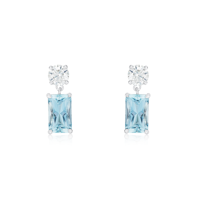 1.17cts Aquamarine and Diamond Drop Earrings