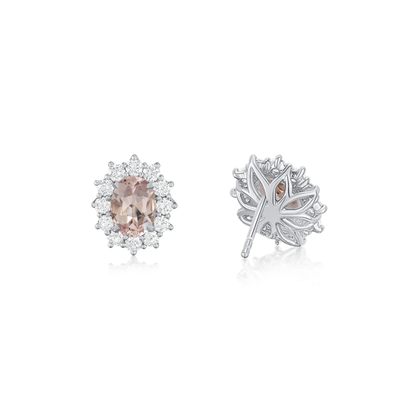 2.28cts Morganite and Diamond Cluster Ravello Earrings