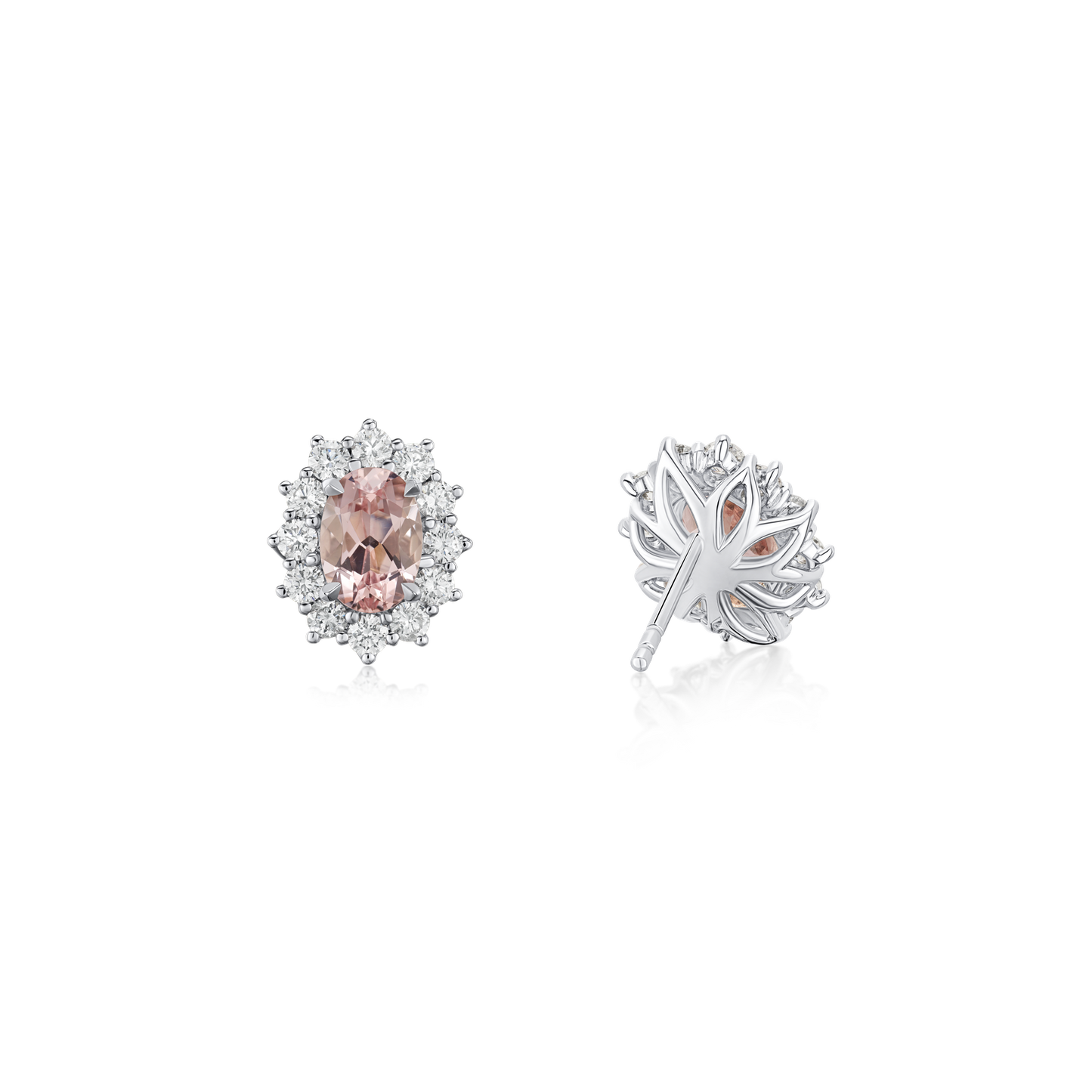 1.62cts Morganite and Diamond Cluster Ravello Earrings