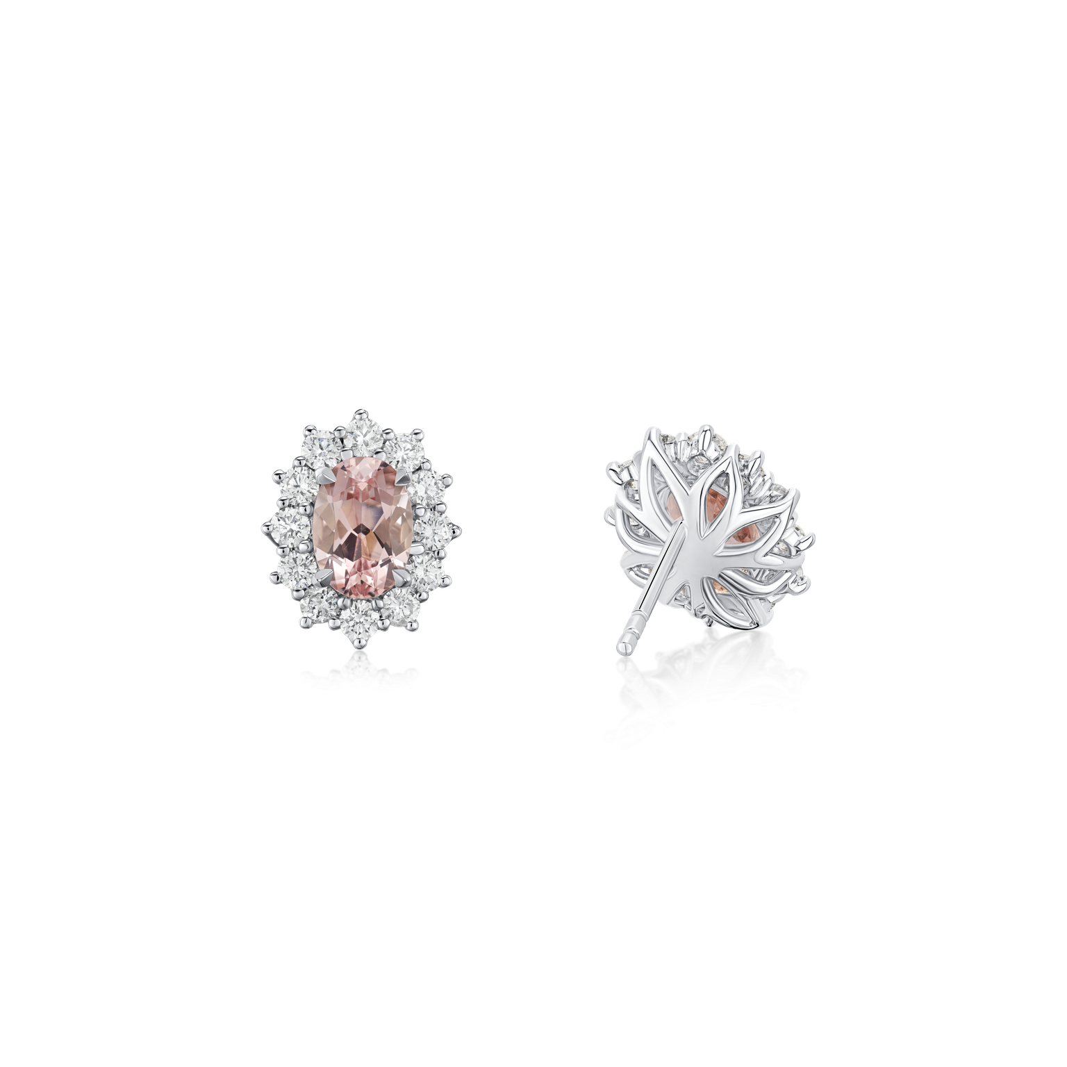 1.62cts Morganite and Diamond Cluster Ravello Earrings