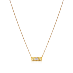 18ct Yellow Gold Row Diamond Bar Pendant