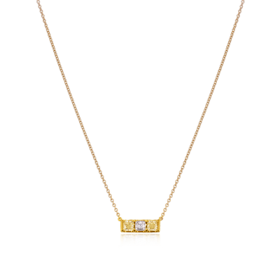 18ct Yellow Gold Row Diamond Bar Pendant