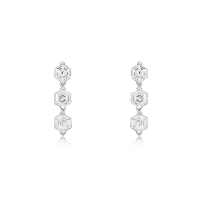 2.46cts Hexagonal Diamond Drop Earrings