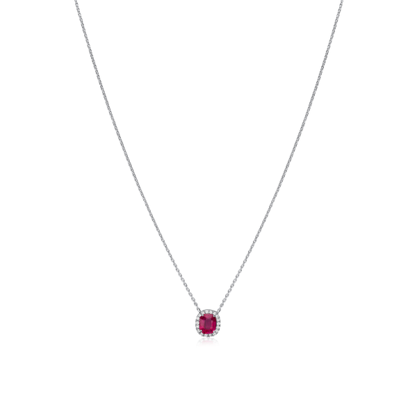 0.46cts Oval-Shape Ruby and Diamond Pendant