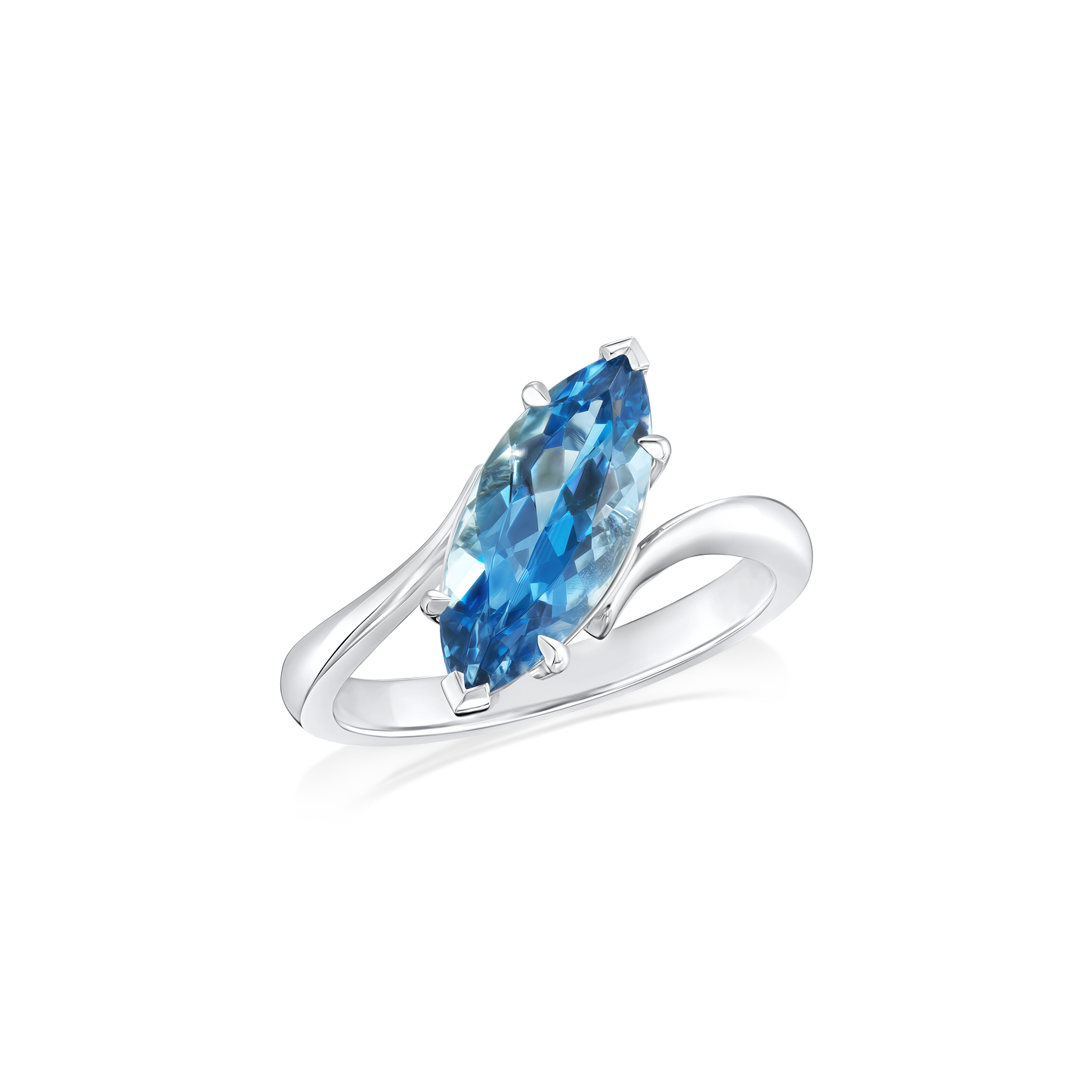 2.07cts Platinum Aquamarine Marquise Single Stone Ring