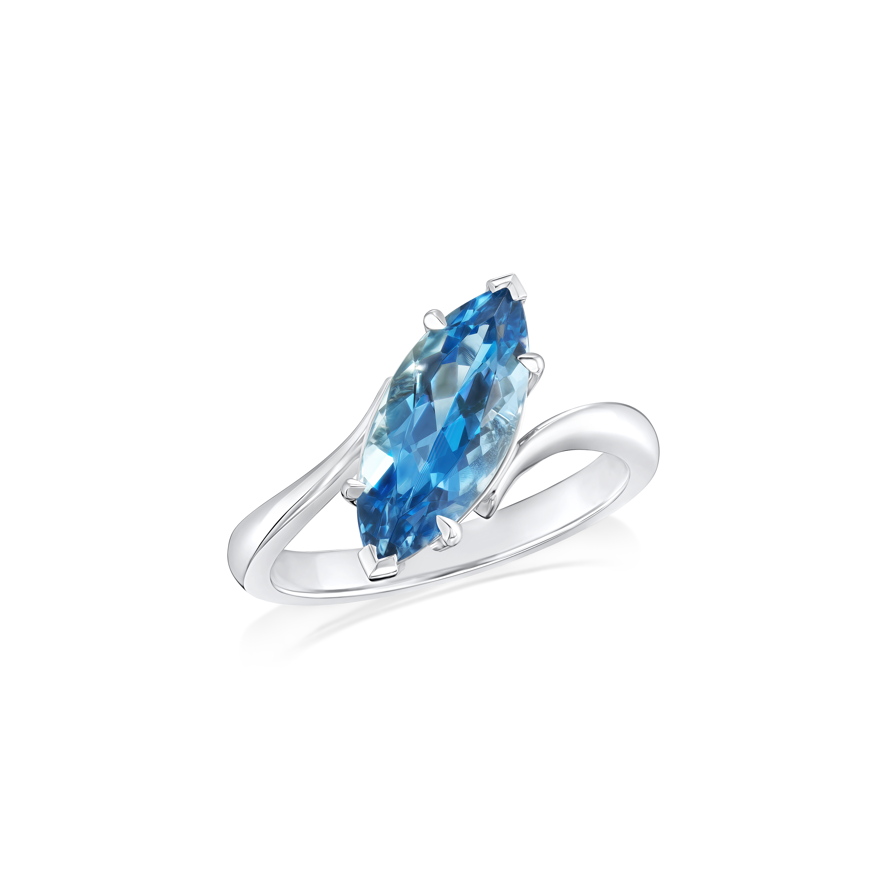 2.07cts Platinum Aquamarine Marquise Single Stone Ring