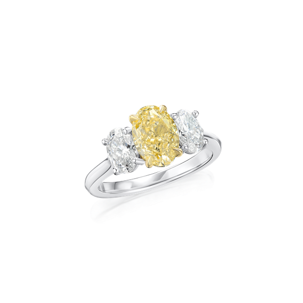 2.01cts Yellow Diamond and White Diamond Three Stone Ring